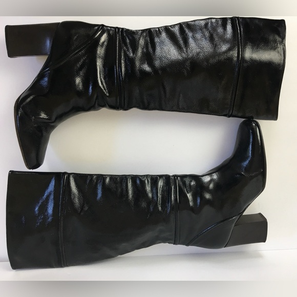 MARNI Made In Italy Designer Patent Leather Knee Boots In Black Size 41 (US11) - Picture 6 of 14